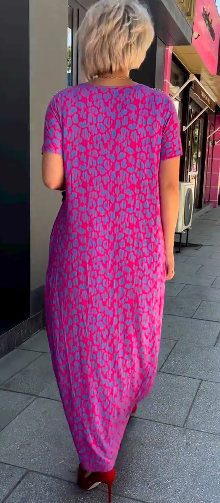 2025 trendy plus-size kjole med fasjonabelt trykk