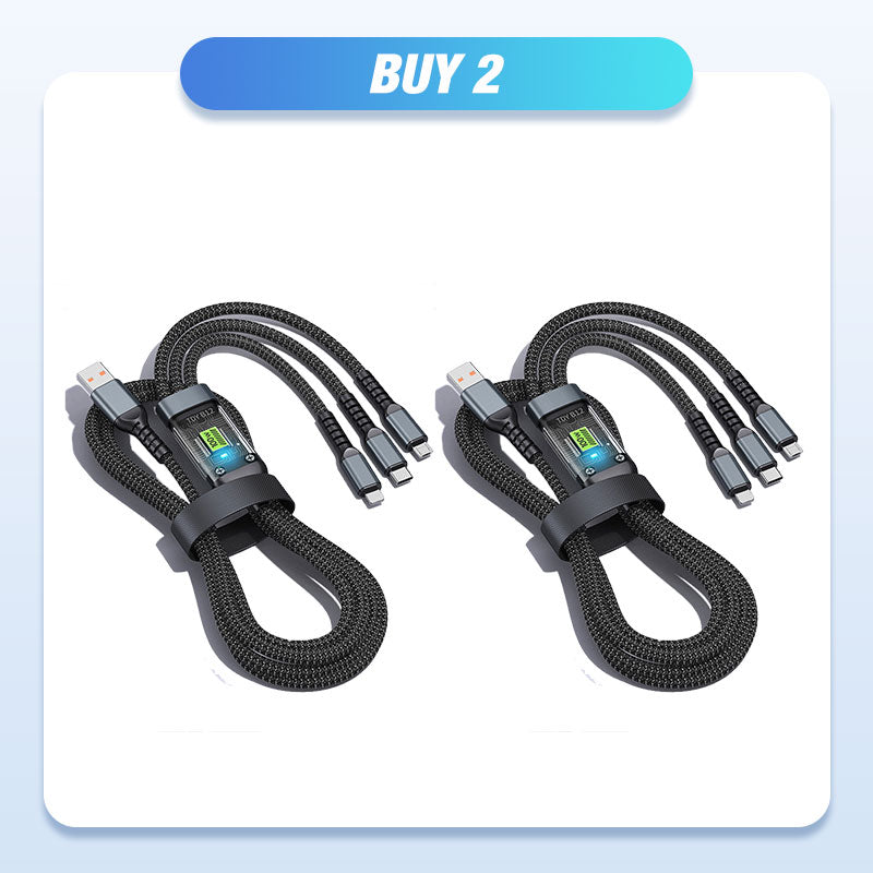 💥Begrenset tid 50% rabatt🔥⚡Transparent selvlysende 3-i-1 superrask ladekabel