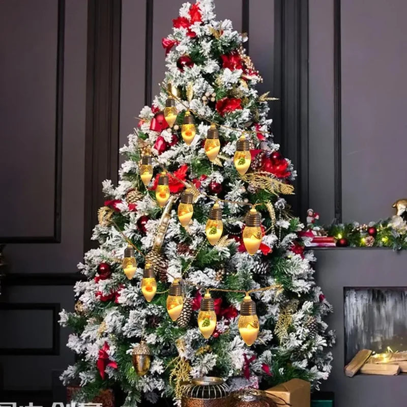 🎄Juleledede ønskekule-lyskastere med dekorasjoner