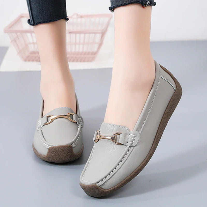 Flate, Fasjonable, Komfortable, Pustende, Casual Skinn Loafers