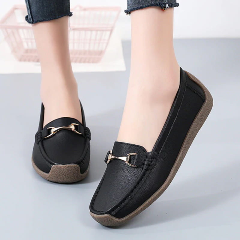 Flate, Fasjonable, Komfortable, Pustende, Casual Skinn Loafers