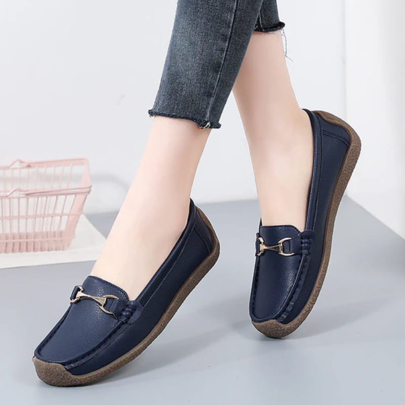 Flate, Fasjonable, Komfortable, Pustende, Casual Skinn Loafers