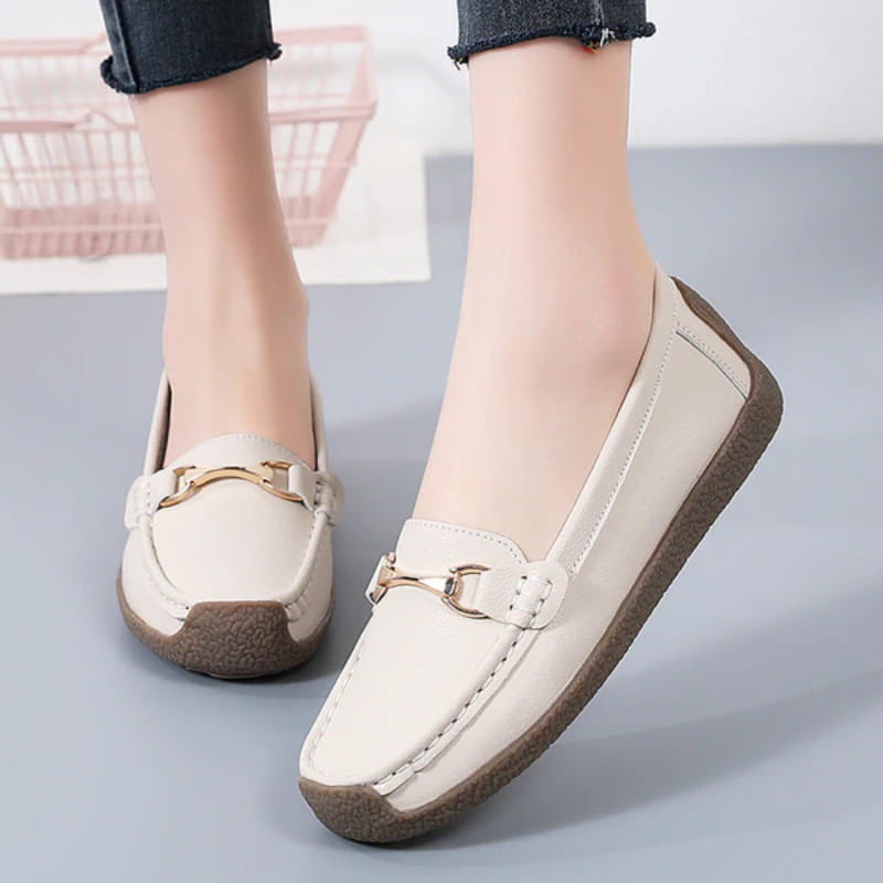 Flate, Fasjonable, Komfortable, Pustende, Casual Skinn Loafers