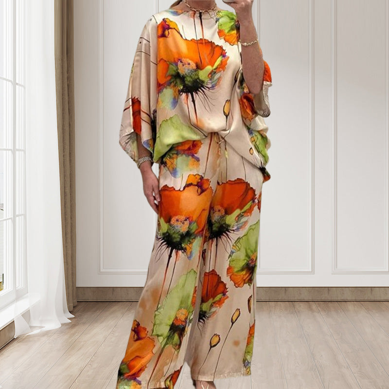 🌸💃Elegant todelt sett med blomstermønster i akvarell