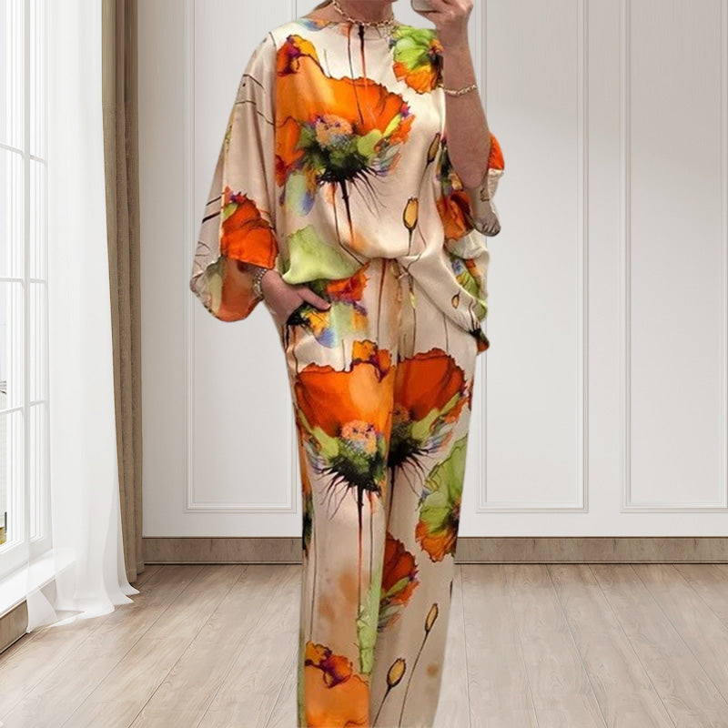 🌸💃Elegant todelt sett med blomstermønster i akvarell