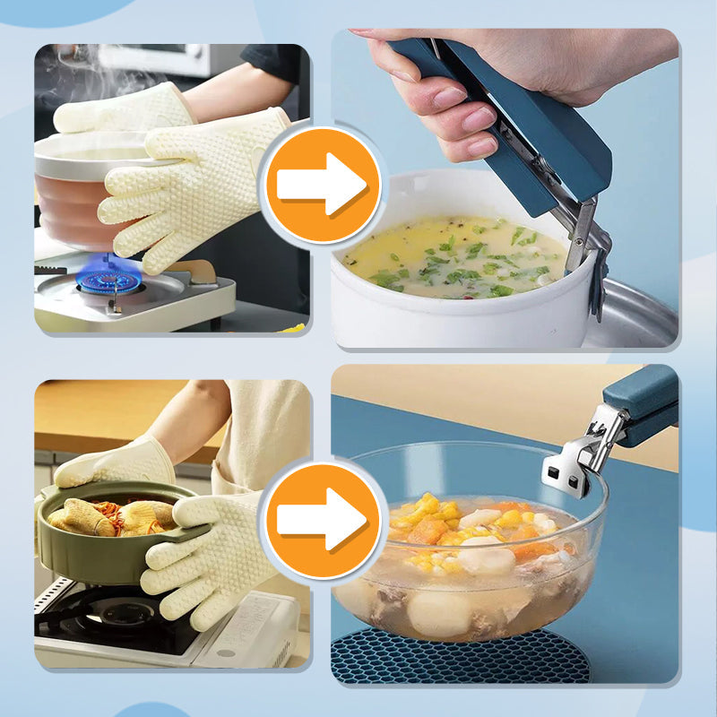 Rustfritt stål anti-skåldingsklips for varme skåler og tallerkener, for å fjerne varme tallerkener eller skåler med mat fra Instant Pot mikrobølgeovn (2, grønn, rosa)