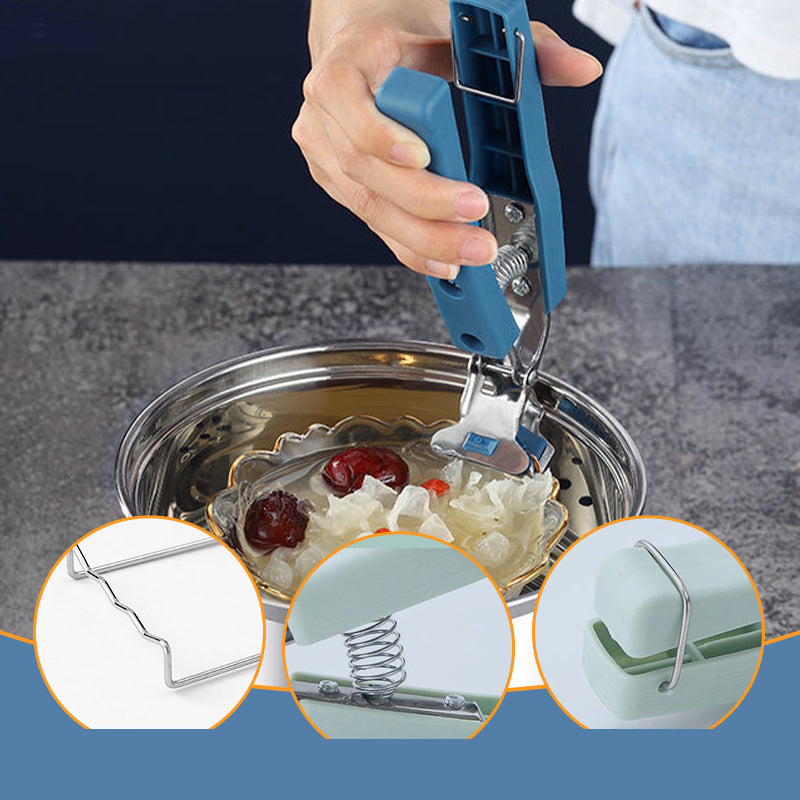 Rustfritt stål anti-skåldingsklips for varme skåler og tallerkener, for å fjerne varme tallerkener eller skåler med mat fra Instant Pot mikrobølgeovn (2, grønn, rosa)