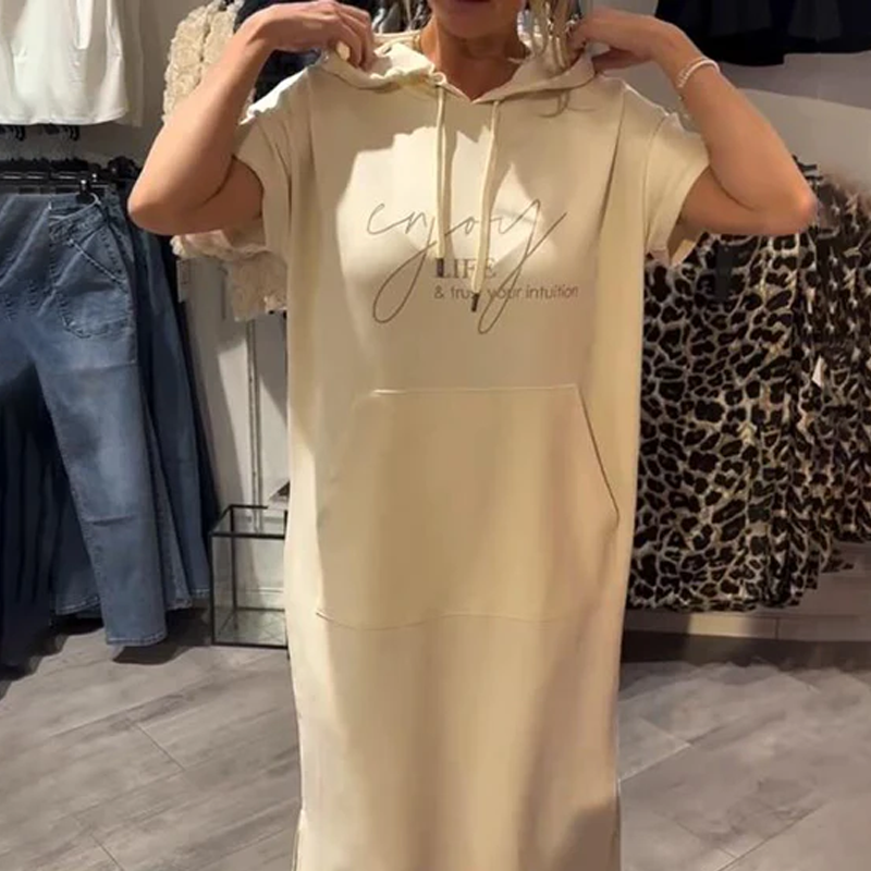 ❤️Damekjole med korte ermer og hette