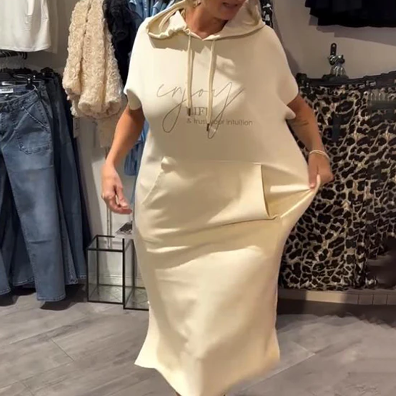 ❤️Damekjole med korte ermer og hette