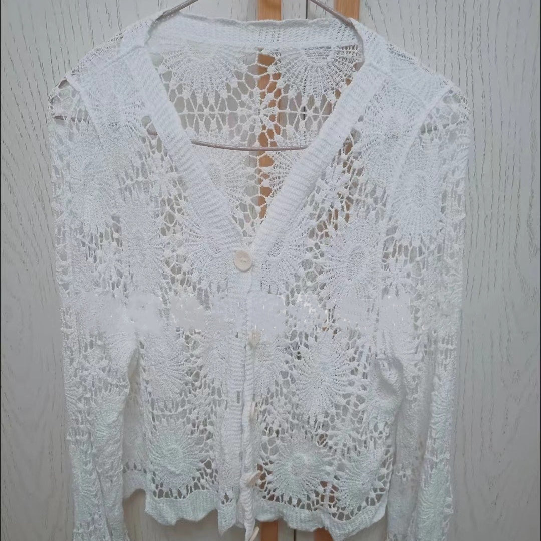 🌸Salg 50% avslag på langarmstopp med V-utringning fra Lace for Women