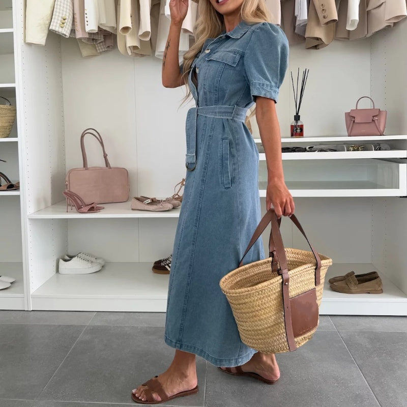 👗Denimskjortekjole med knapper for kvinner💙