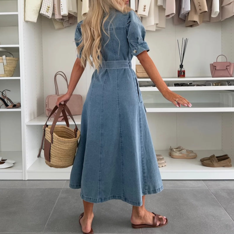 👗Denimskjortekjole med knapper for kvinner💙