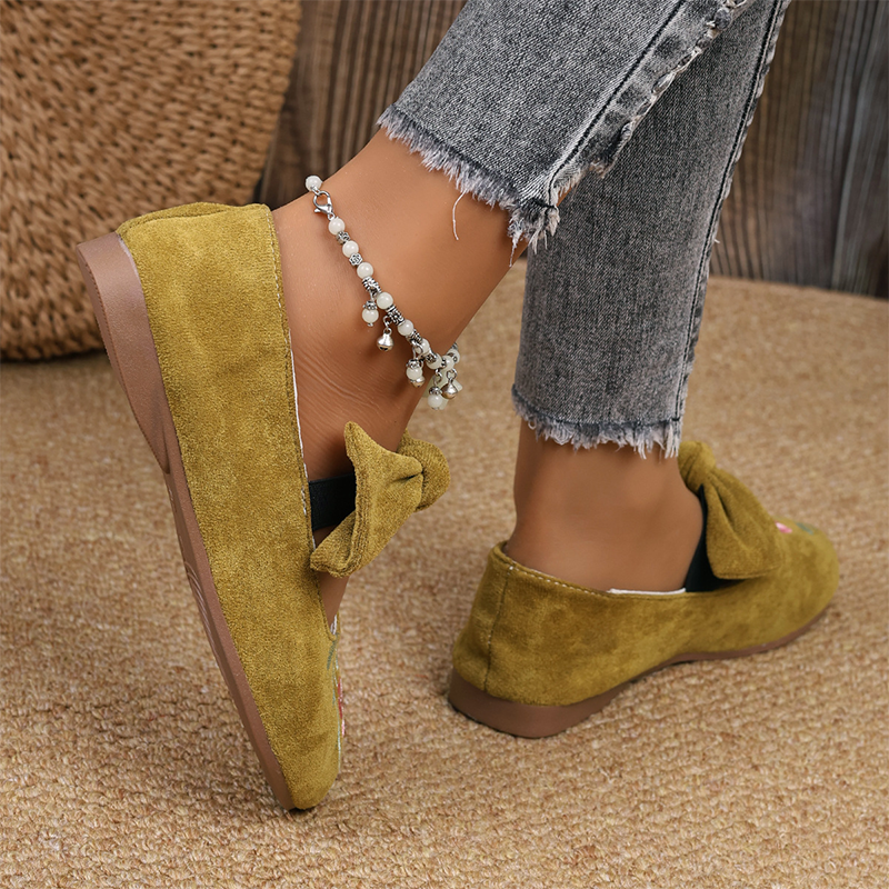 Casual broderte slip-on-ballerinasko for kvinner