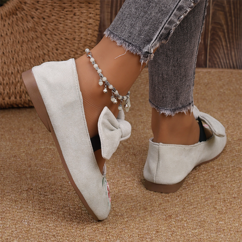 Casual broderte slip-on-ballerinasko for kvinner