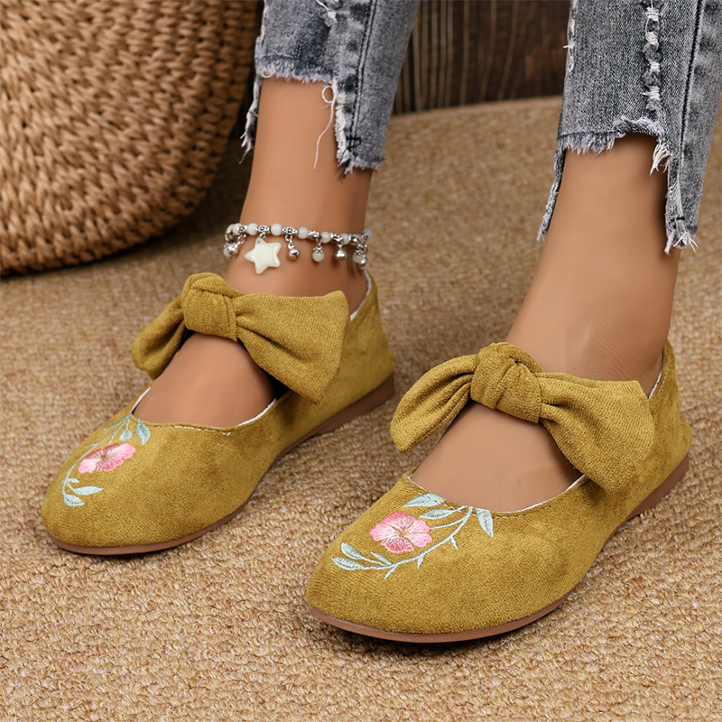 Casual broderte slip-on-ballerinasko for kvinner