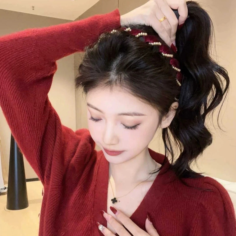 🔥Varmt salg🔥Vintage High Cranium Artificial Pearl Hairband (50% avslag)