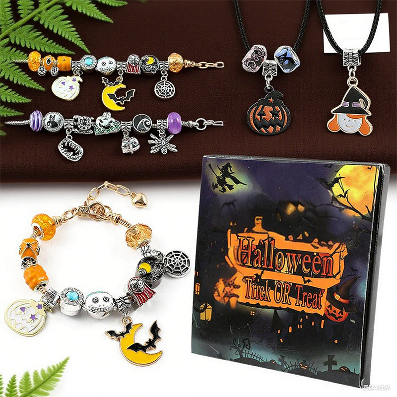 🎃👻 SISTE DAGS KAMPANJE - 50 % RABATT 💜🎁 Halloween DIY armbånd- og halskjedesett