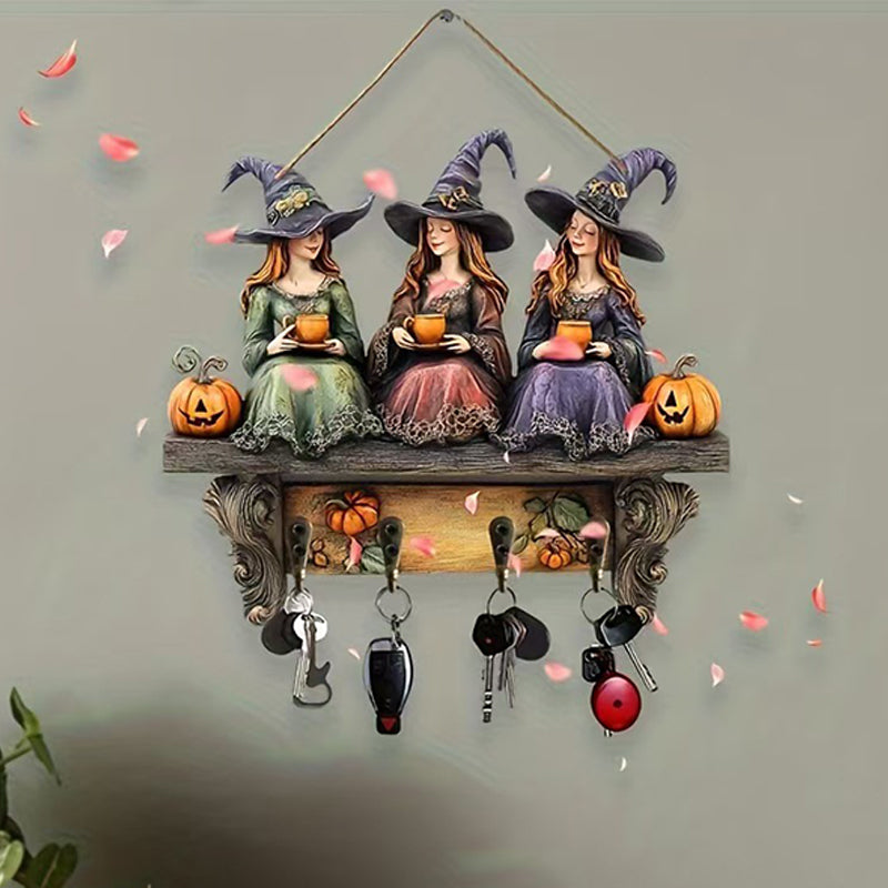 đ Fortryllende Halloween-heks veggdekor med kroker
