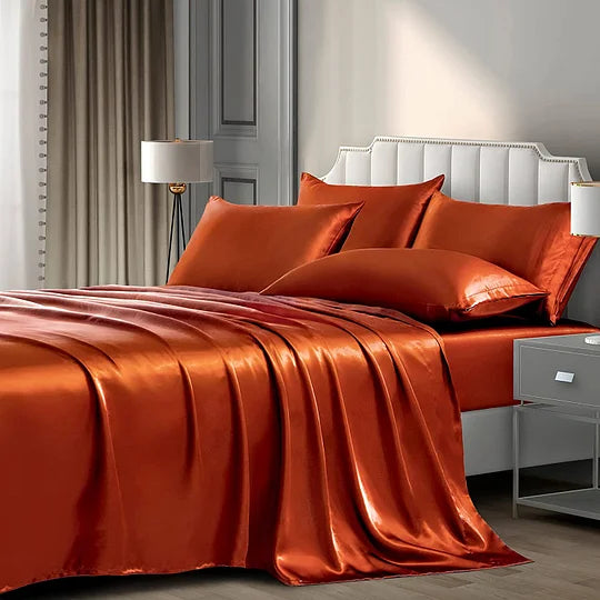 25 Momme Luxury Pure Mulberry Silk sengetøy sett med 4(1x dynetrekk + 1x laken + 2x putevar)