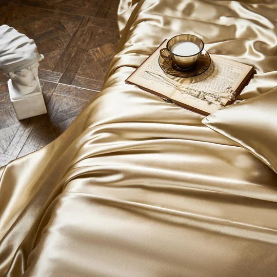 25 Momme Luxury Pure Mulberry Silk sengetøy sett med 4(1x dynetrekk + 1x laken + 2x putevar)