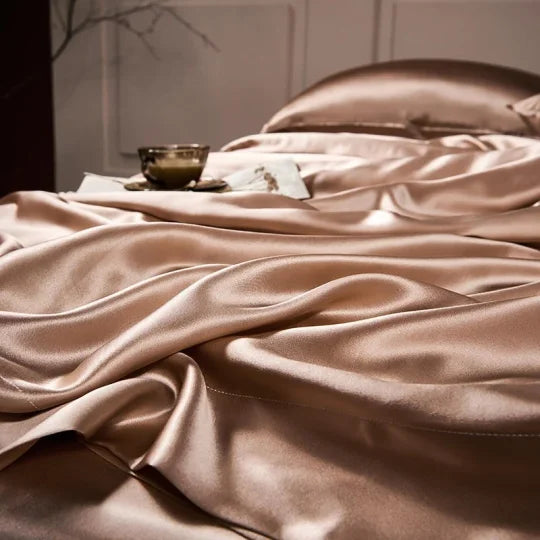 25 Momme Luxury Pure Mulberry Silk sengetøy sett med 4(1x dynetrekk + 1x laken + 2x putevar)