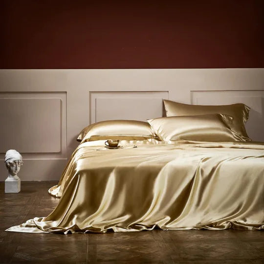 25 Momme Luxury Pure Mulberry Silk sengetøy sett med 4(1x dynetrekk + 1x laken + 2x putevar)