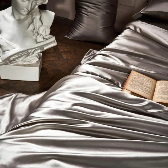 25 Momme Luxury Pure Mulberry Silk sengetøy sett med 4(1x dynetrekk + 1x laken + 2x putevar)