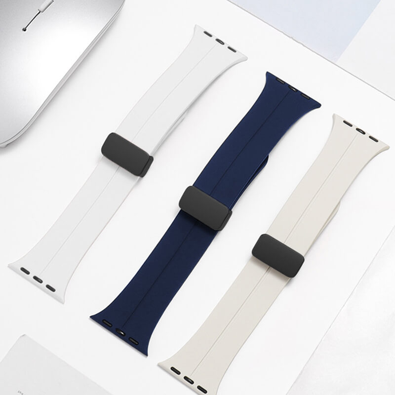 Silikonarmbånd med magnetisk sammenleggbart spenne til iwatch