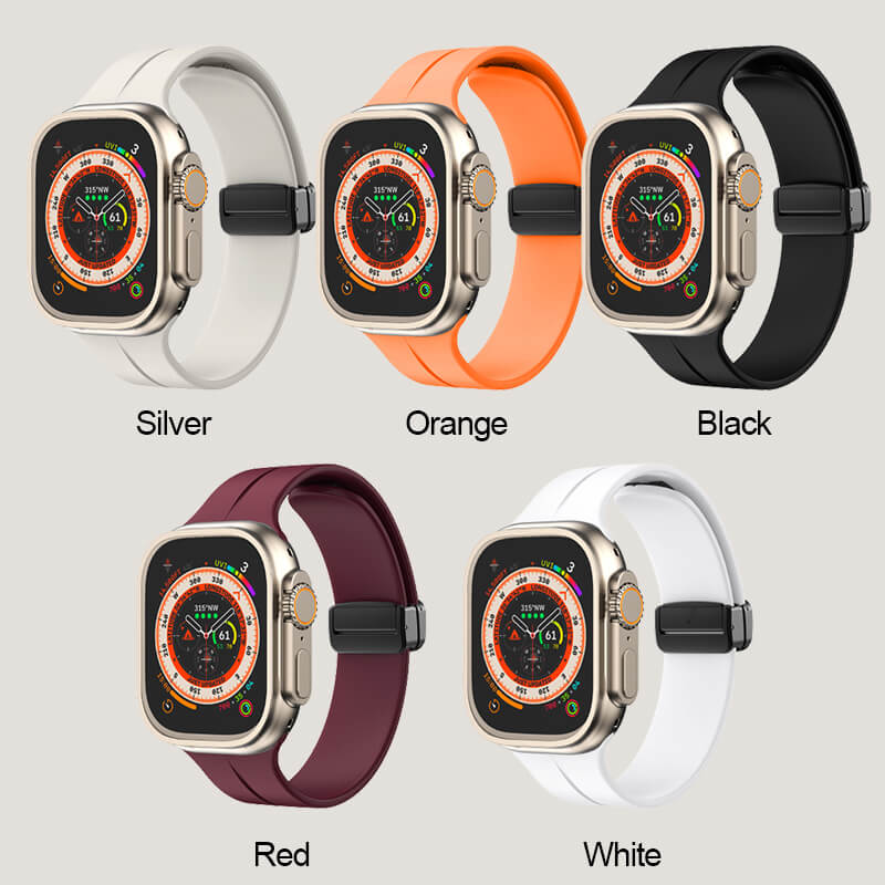 Silikonarmbånd med magnetisk sammenleggbart spenne til iwatch