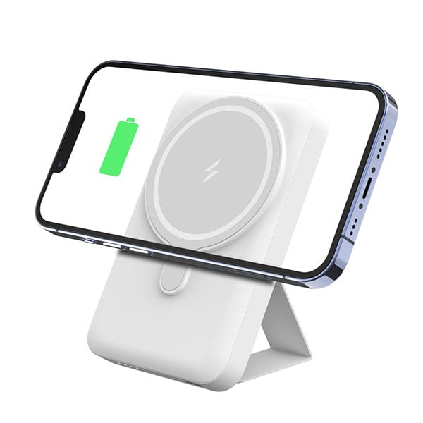 Powerbank med magnetisk sugekraft og sammenleggbart stativ