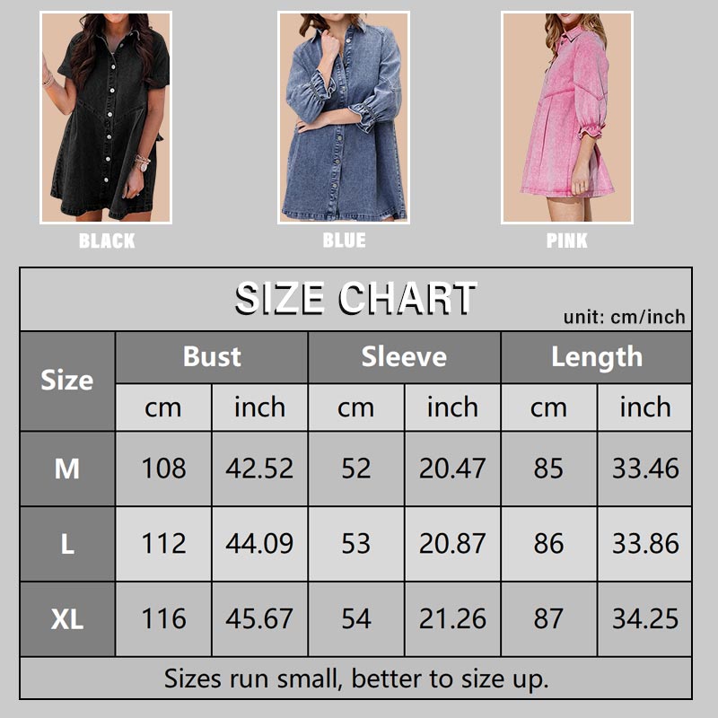 Robe chemise en denim boutonnée pour femmes