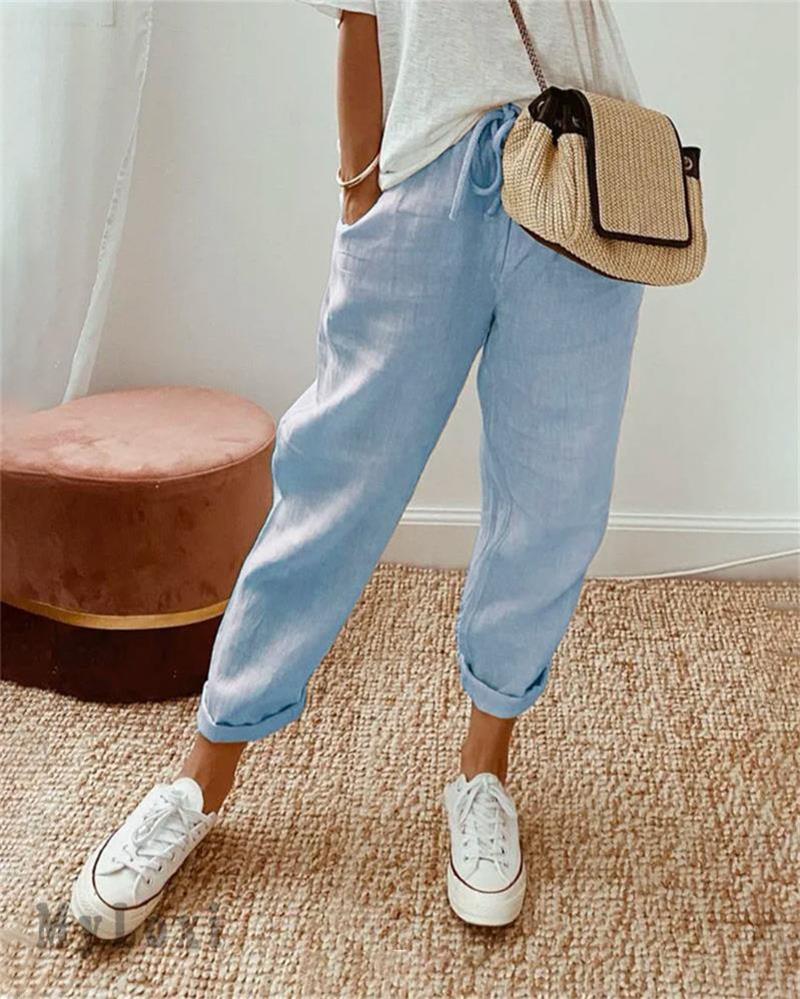 💕Siste dag med 50 % rabatt💕👖Ledig bukse i bomull og lin til dame