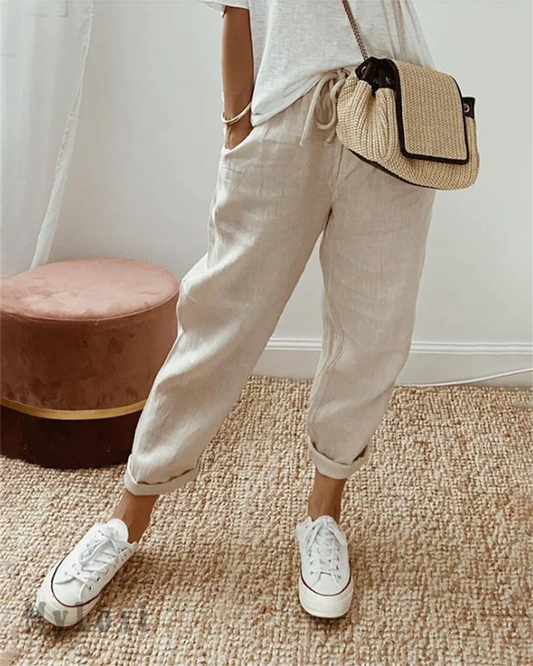 💕Siste dag med 50 % rabatt💕👖Ledig bukse i bomull og lin til dame