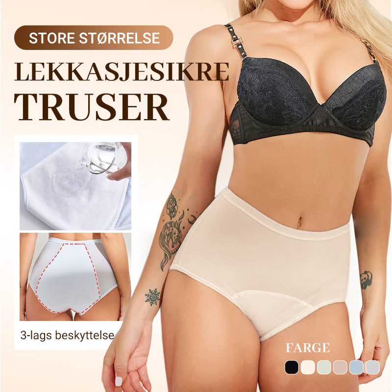 Siste dag med 50 % rabatt - Vaskbare Lekkasjesikre Truser i Store Størrelse for Kvinner L-5XL