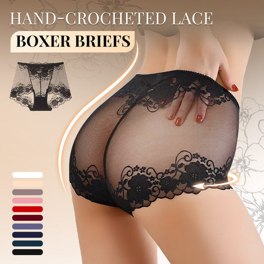😍Håndheklet blonder med høy høyde Boxer Briefs for kvinner