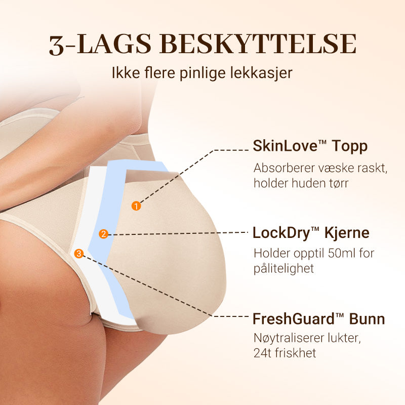 Siste dag med 50 % rabatt - Vaskbare Lekkasjesikre Truser i Store Størrelse for Kvinner L-5XL