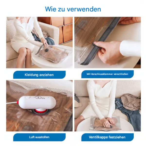 6-pakning USB elektriske vakuumkompresjonsposer - Spar plass, reis lett!