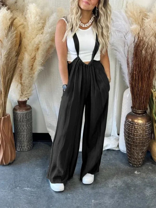 Myk, løs, ensfarget jumpsuit med vide ben