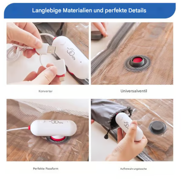 6-pakning USB elektriske vakuumkompresjonsposer - Spar plass, reis lett!