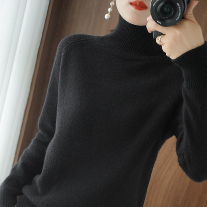 Solid turtleneck imitert cashmere strikket genser