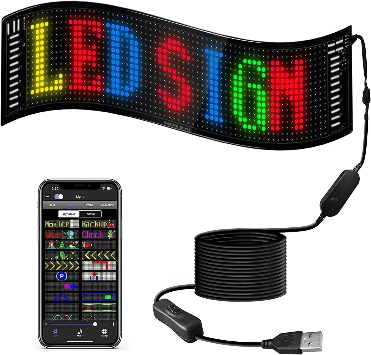 ✨ Begrenset tid 52% avslag 🚗 Fleksibel Bluetooth LED-skjerm i bilen