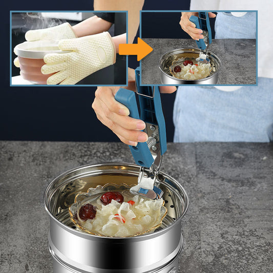 Rustfritt stål anti-skåldingsklips for varme skåler og tallerkener, for å fjerne varme tallerkener eller skåler med mat fra Instant Pot mikrobølgeovn (2, grønn, rosa)
