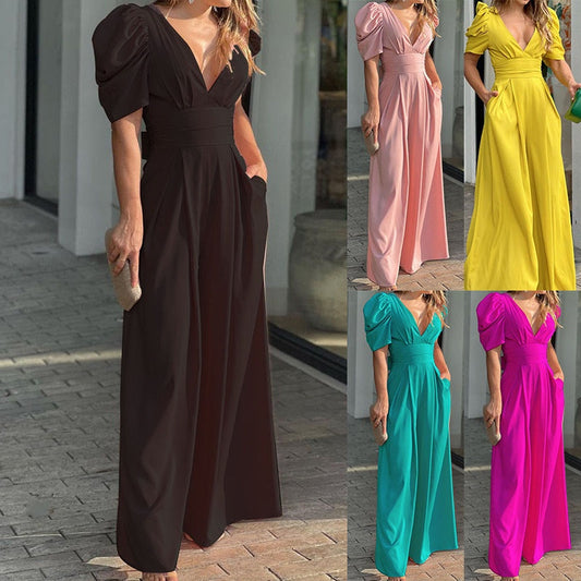 Jumpsuits med dype V-hals for kvinner