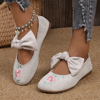 Casual broderte slip-on-ballerinasko for kvinner