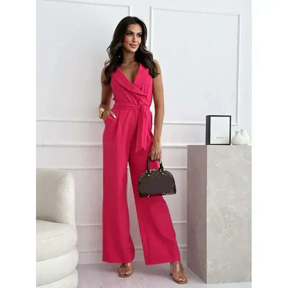 ☀️Frauen Ermeløs V-hals uten ermer Jumpsuit🕊️