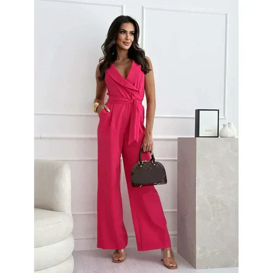 ☀️Frauen Ermeløs V-hals uten ermer Jumpsuit🕊️