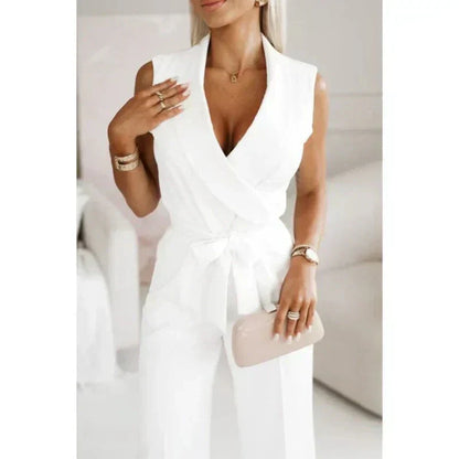 ☀️Frauen Ermeløs V-hals uten ermer Jumpsuit🕊️