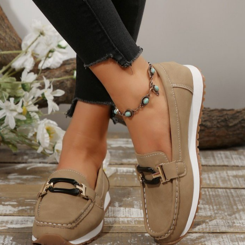 🥿✨Casual loafers med tykk såle og overdel i semsket skinnimitasjon Ortopediske sko