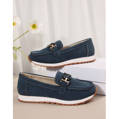 🥿✨Casual loafers med tykk såle og overdel i semsket skinnimitasjon Ortopediske sko