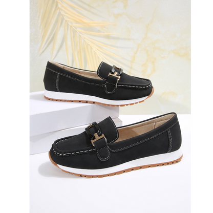 🥿✨Casual loafers med tykk såle og overdel i semsket skinnimitasjon Ortopediske sko